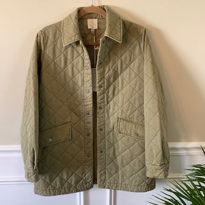 Joie green quilted winter jacket button down preppy new with tags